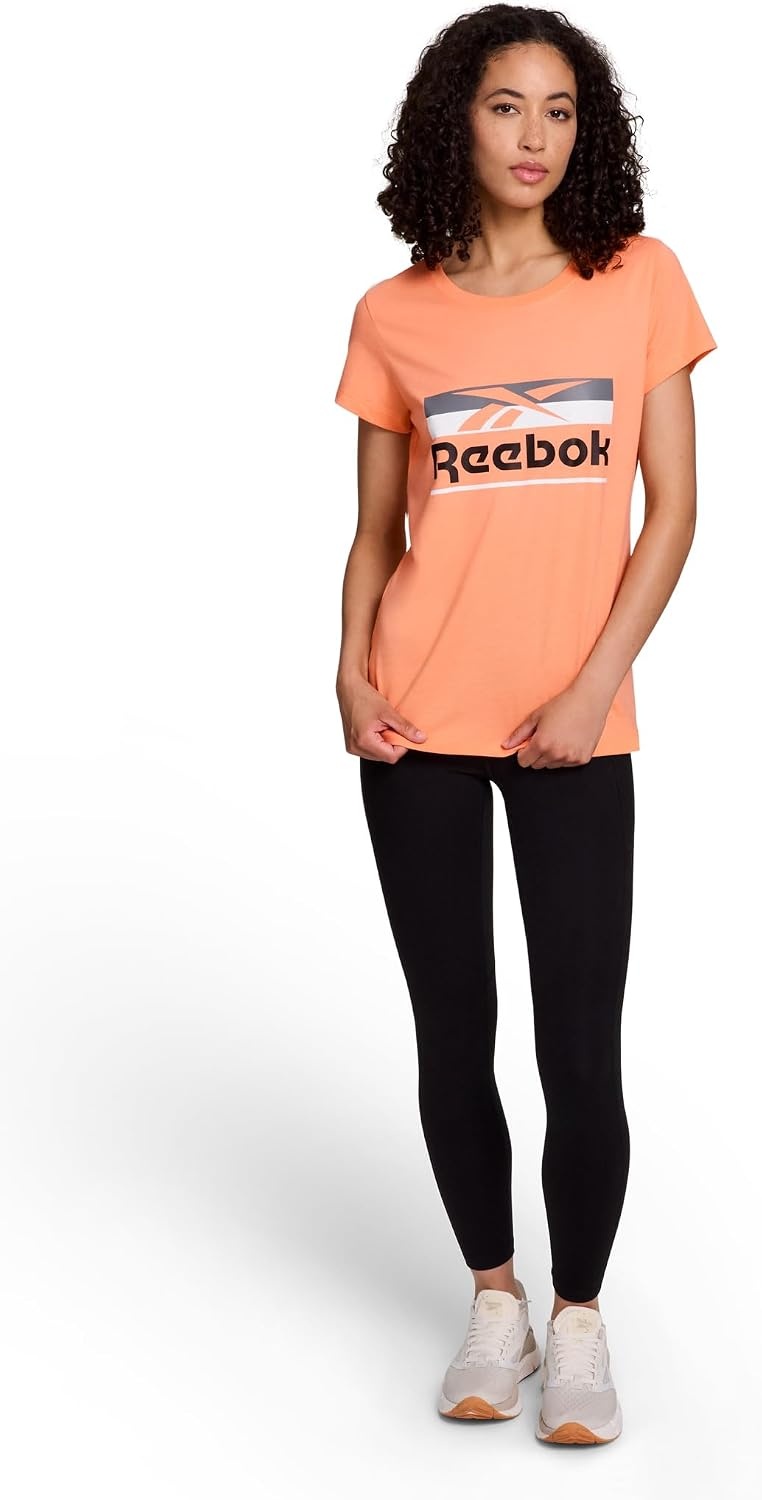 image:imageReebok Womens Short Sleeve Knockout Performance TShirtPapaya Punch Heather