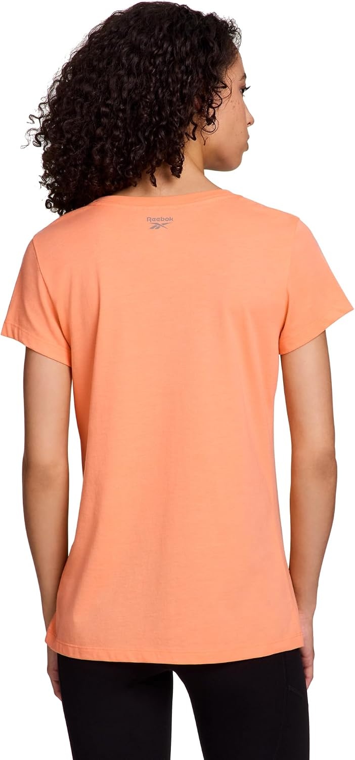 image:imageReebok Womens Short Sleeve Knockout Performance TShirtPapaya Punch Heather