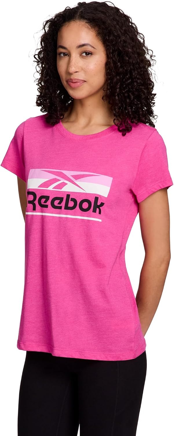image:imageReebok Womens Short Sleeve Knockout Performance TShirtRaspberry Rose Heather