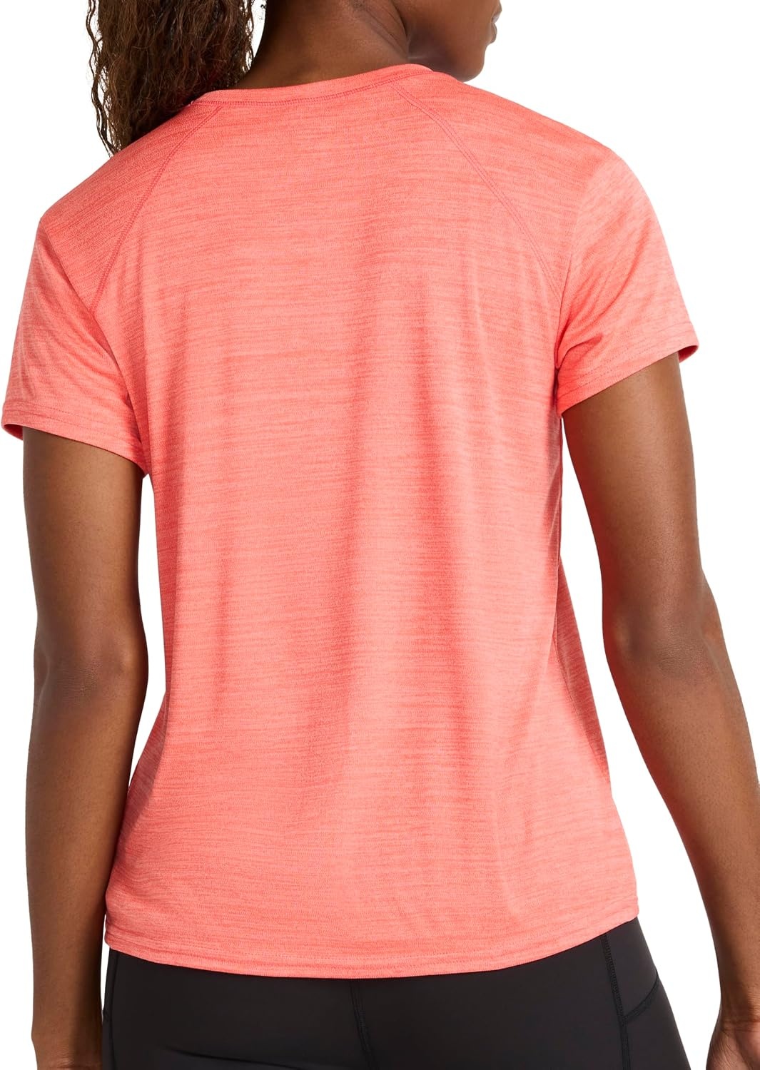 image:imageReebok Womens Small Logo Short Sleeve Crewneck TShirt Lightweight Moisture WickingSunset Coral Heather Id Train