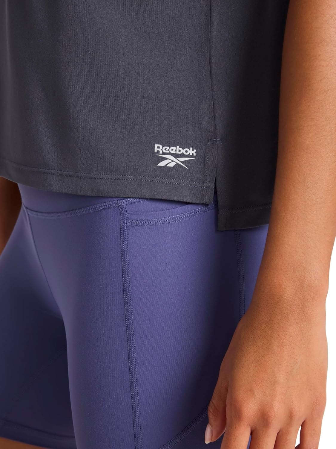 image:imageReebok Womens Spirit Raglan Crewneck TShirt Standard Fit Lightweight Stretch Poly Performance FabricIndia Ink
