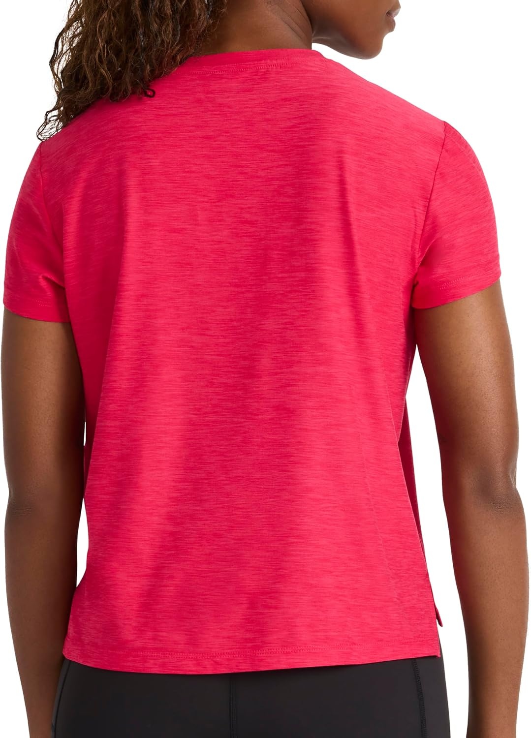 image:imageReebok Womens Tech Short Sleeve Crewneck TShirt Standard Fit Lightweight Stretch Heathered Poly FabricLove Potion Heather