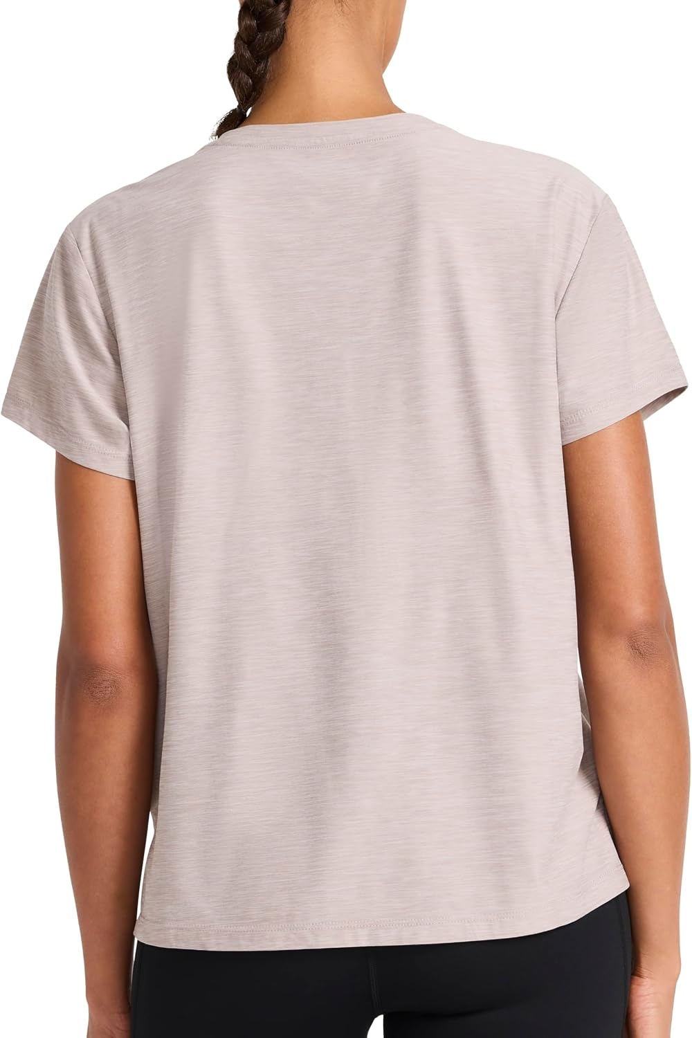 image:imageReebok Womens Tech Short Sleeve Crewneck TShirt Standard Fit Lightweight Stretch Heathered Poly FabricOpal Grey Heather