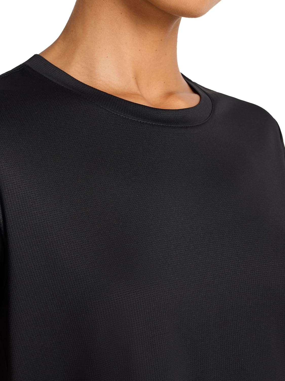 image:imageReebok Womens Weightless Short Sleeve Mesh Crewneck TShirt Standard Fit Stretch Poly FabricBlack