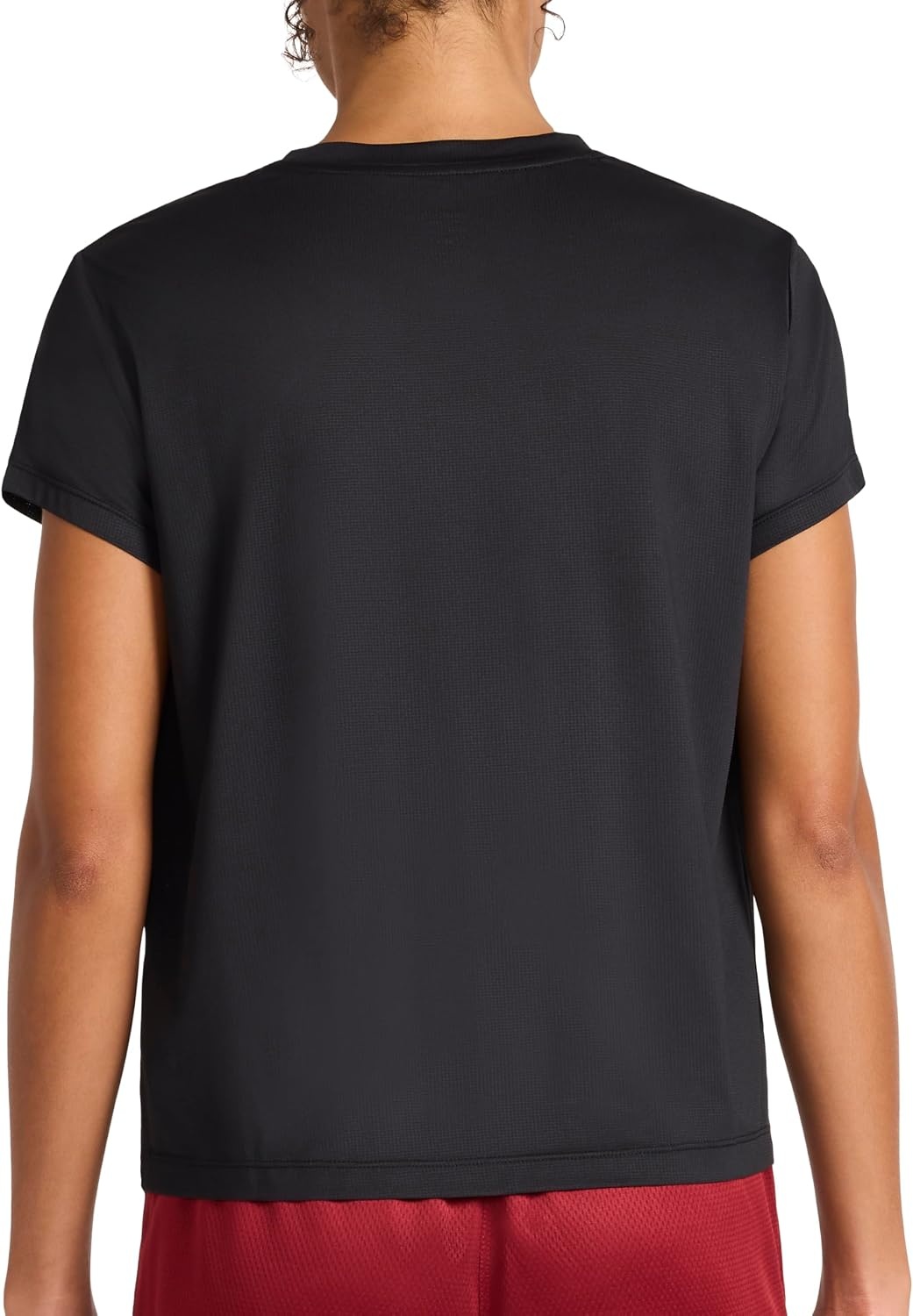 image:imageReebok Womens Weightless Short Sleeve Mesh Crewneck TShirt Standard Fit Stretch Poly FabricBlack