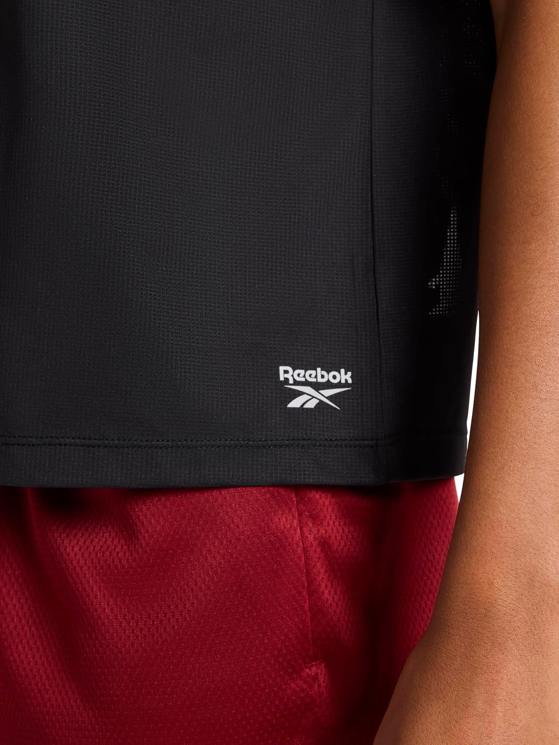 image:imageReebok Womens Weightless Short Sleeve Mesh Crewneck TShirt Standard Fit Stretch Poly FabricBlack