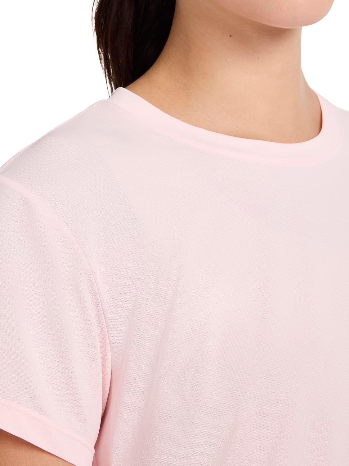 image:imageReebok Womens Weightless Short Sleeve Mesh Crewneck TShirt Standard Fit Stretch Poly FabricFrosted Berry