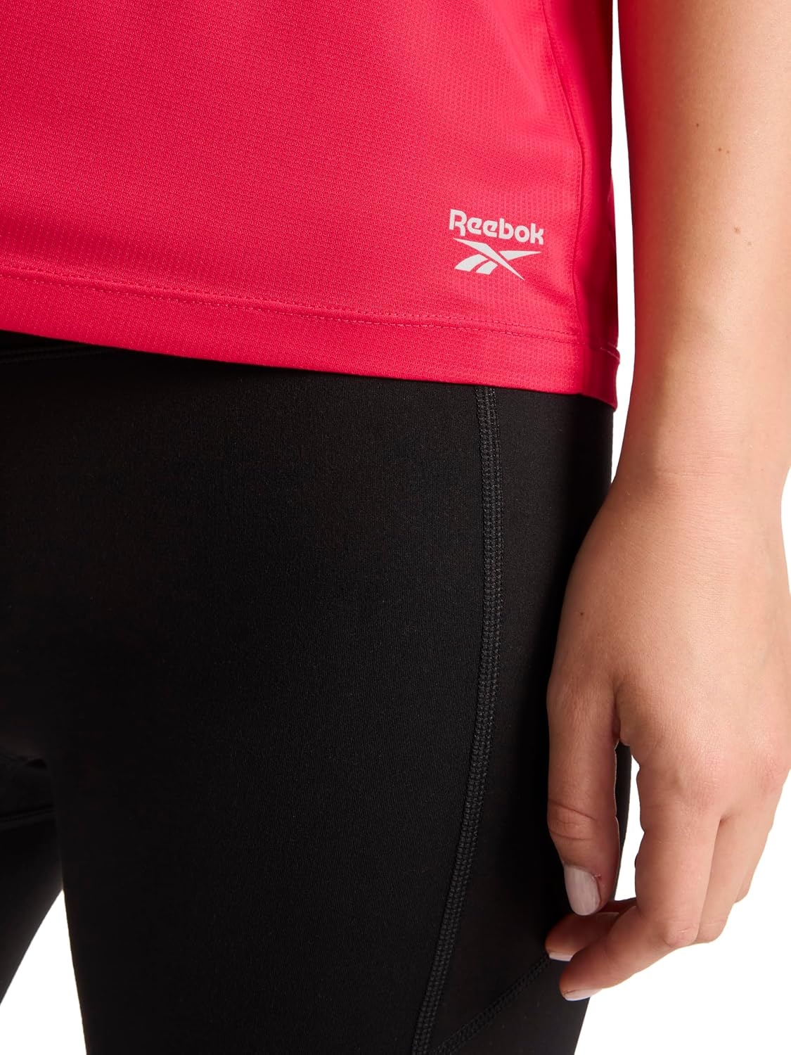 image:imageReebok Womens Weightless Short Sleeve Mesh Crewneck TShirt Standard Fit Stretch Poly FabricLove Potion