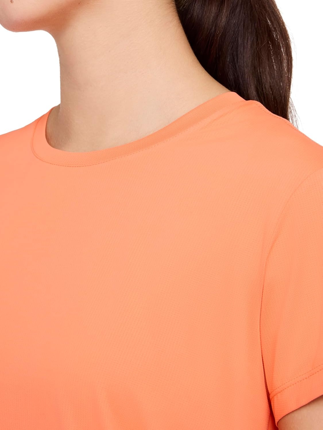 image:imageReebok Womens Weightless Short Sleeve Mesh Crewneck TShirt Standard Fit Stretch Poly FabricPersimmon