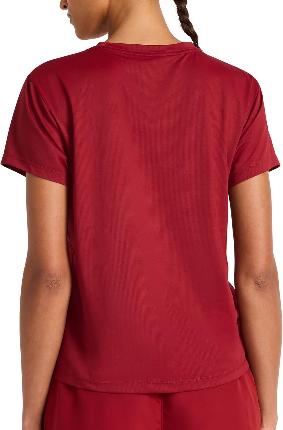 image:imageReebok Womens Weightless Short Sleeve Mesh Crewneck TShirt Standard Fit Stretch Poly FabricRetro Red