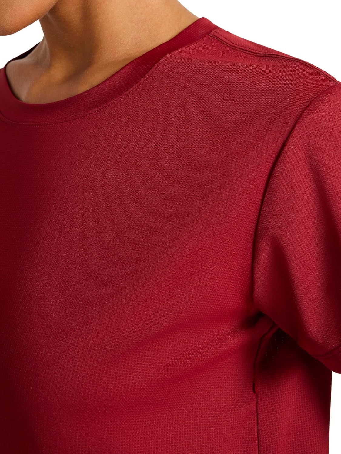 image:imageReebok Womens Weightless Short Sleeve Mesh Crewneck TShirt Standard Fit Stretch Poly FabricRetro Red