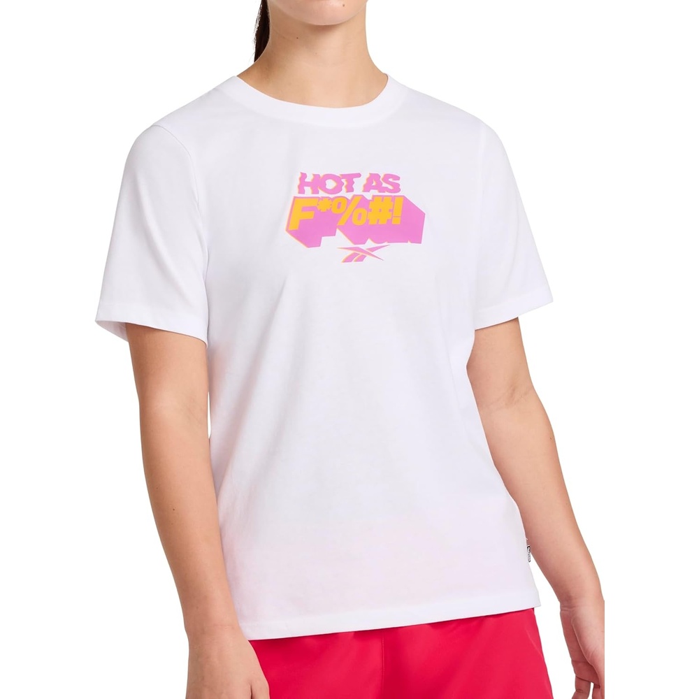 image:imageReebok Womens Big Logo 100 Cotton Lightweight Crewneck TShirt Relaxed FitWhite Gs Hot as F