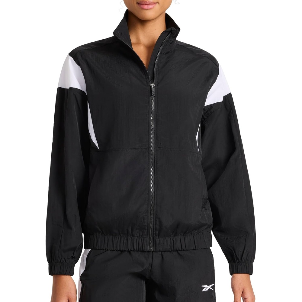image:imageReebok Womens Bv Woven Jacket Standard Fit Lightweight Nylon Woven FabricBlack
