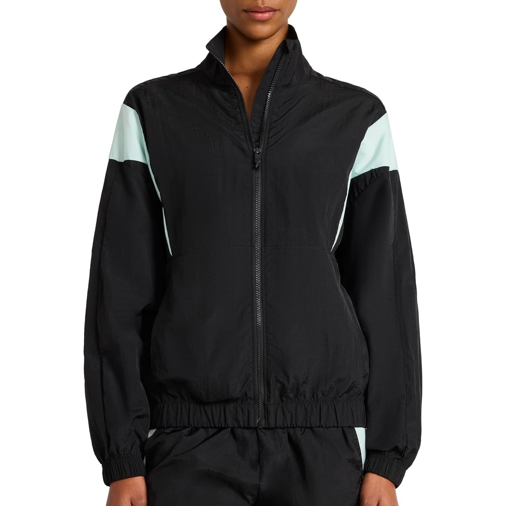 image:imageReebok Womens Bv Woven Jacket Standard Fit Lightweight Nylon Woven FabricBlackGlitch Aqua
