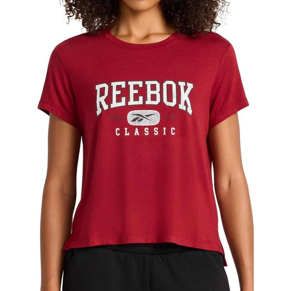 image:imageReebok Womens Classic Athletic Graphic Crewneck Cropped TShirtRetro Red