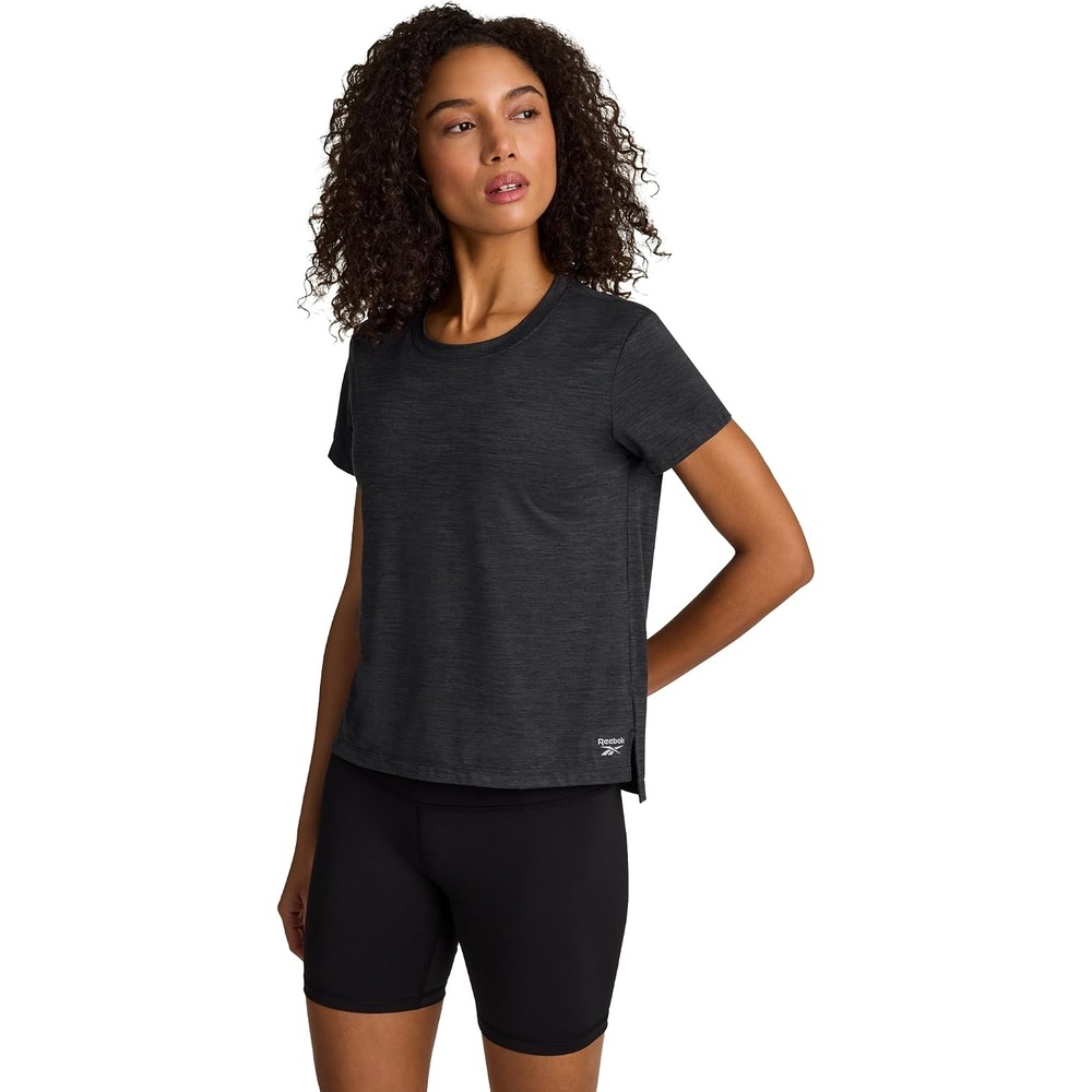 image:imageReebok Womens Flow Tshirt and 6 Short Set Slim Fit Moisture WickingBlack