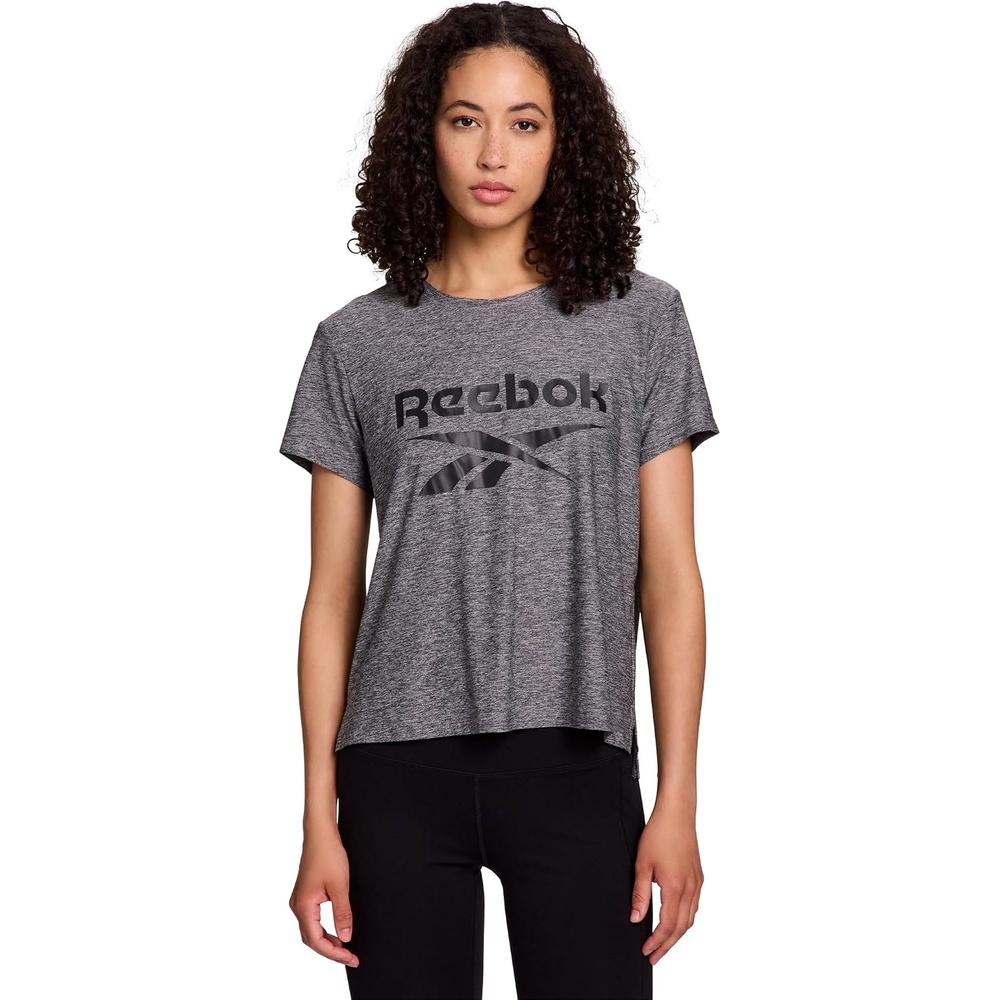 image:imageReebok Womens Glow Short Sleeve Crop Top TShirtBlack Heather