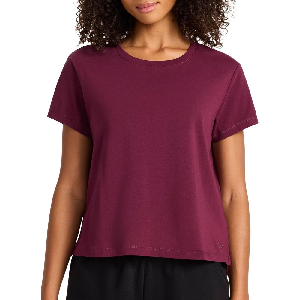 image:imageReebok Womens Hit Graphic Crewneck TShirt Standard Fit Lightweight Stretch Cotton FabricBlack Cherry