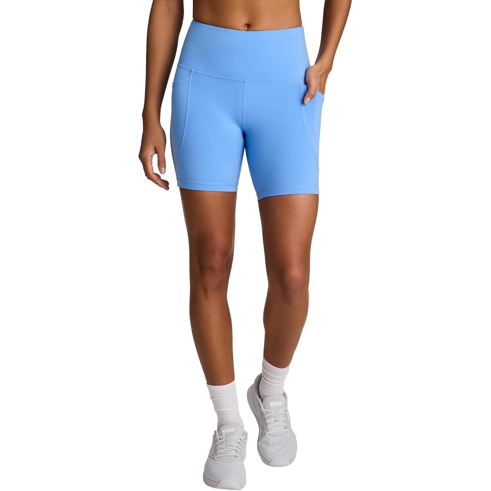 image:imageReebok Womens Id Train Hr 6 Bike Short Slim Fit Lightweight Poly Interlock Fabric MoistureWickingPeriblue