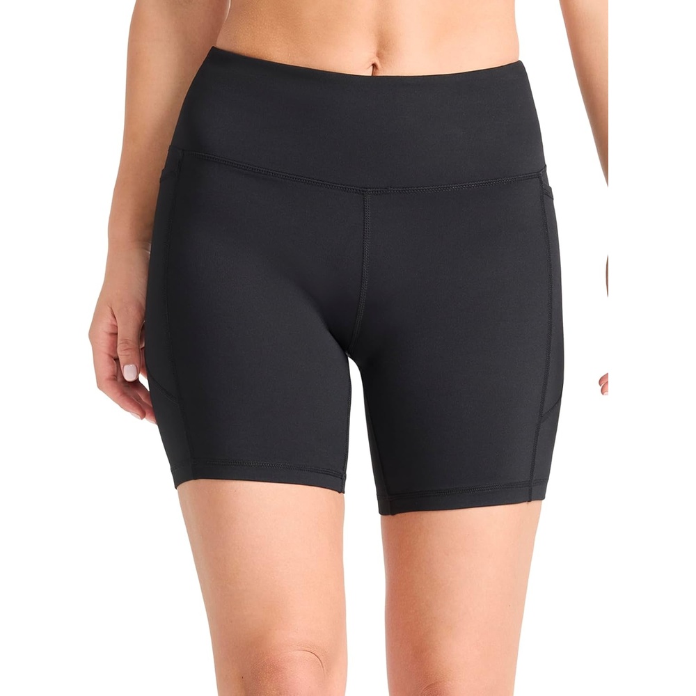 image:imageReebok Womens Lux HighRise Bike 6 Short Slim Fit Lightweight Stretch Nylon Fabric MoistureWickingBlack