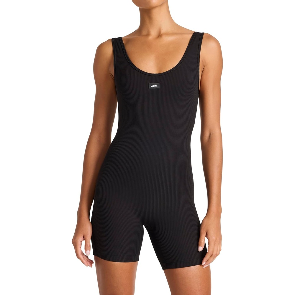 image:imageReebok Womens Ribbed Bodysuit Slim Fit Lightweight Stretch Poly Performance Fabric MoistureWicking Purple Rave XSmallBlack