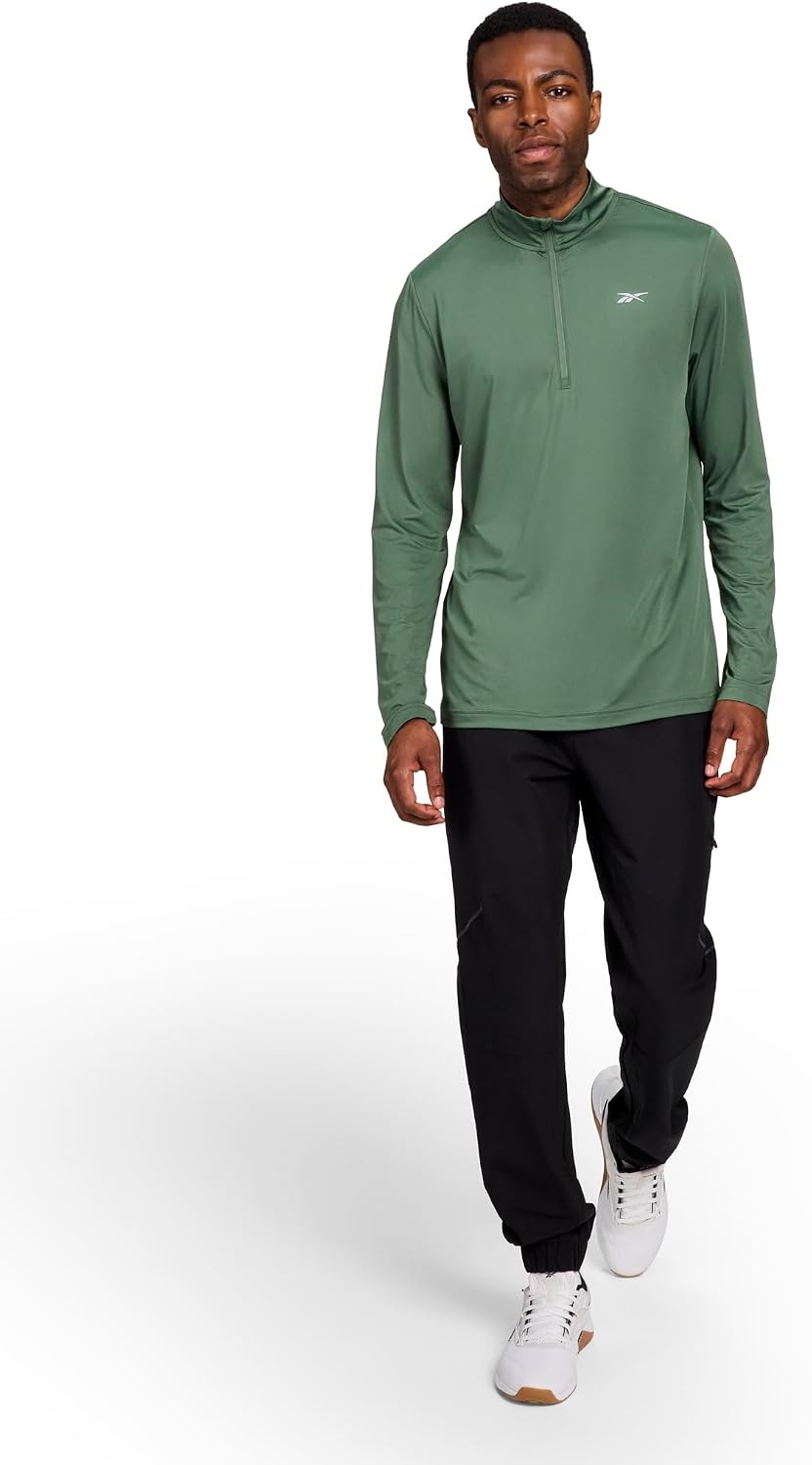 image:imageReebok Energy Mens Long Sleeve Performance 14 Zip TopDuck Green