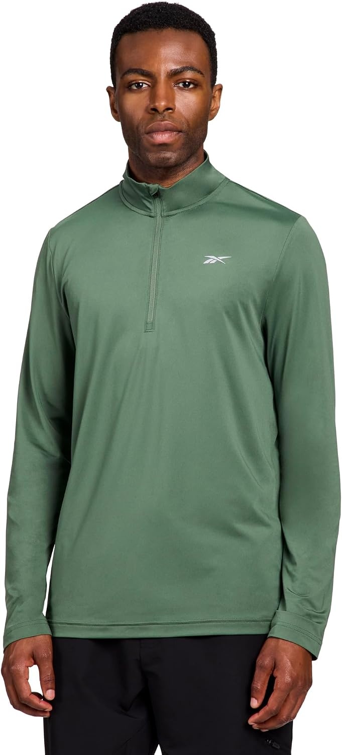 image:imageReebok Energy Mens Long Sleeve Performance 14 Zip TopDuck Green
