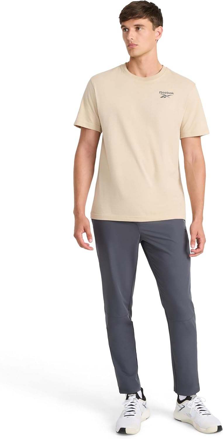 image:imageReebok Mens Graphic Crewneck TShirt Standard Fit Lightweight CottonPoly Jersey FabricWhite Pepper