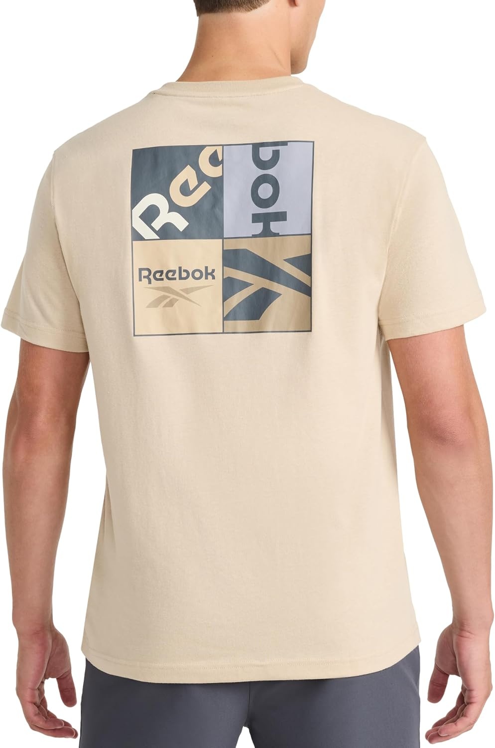image:imageReebok Mens Graphic Crewneck TShirt Standard Fit Lightweight CottonPoly Jersey FabricWhite Pepper