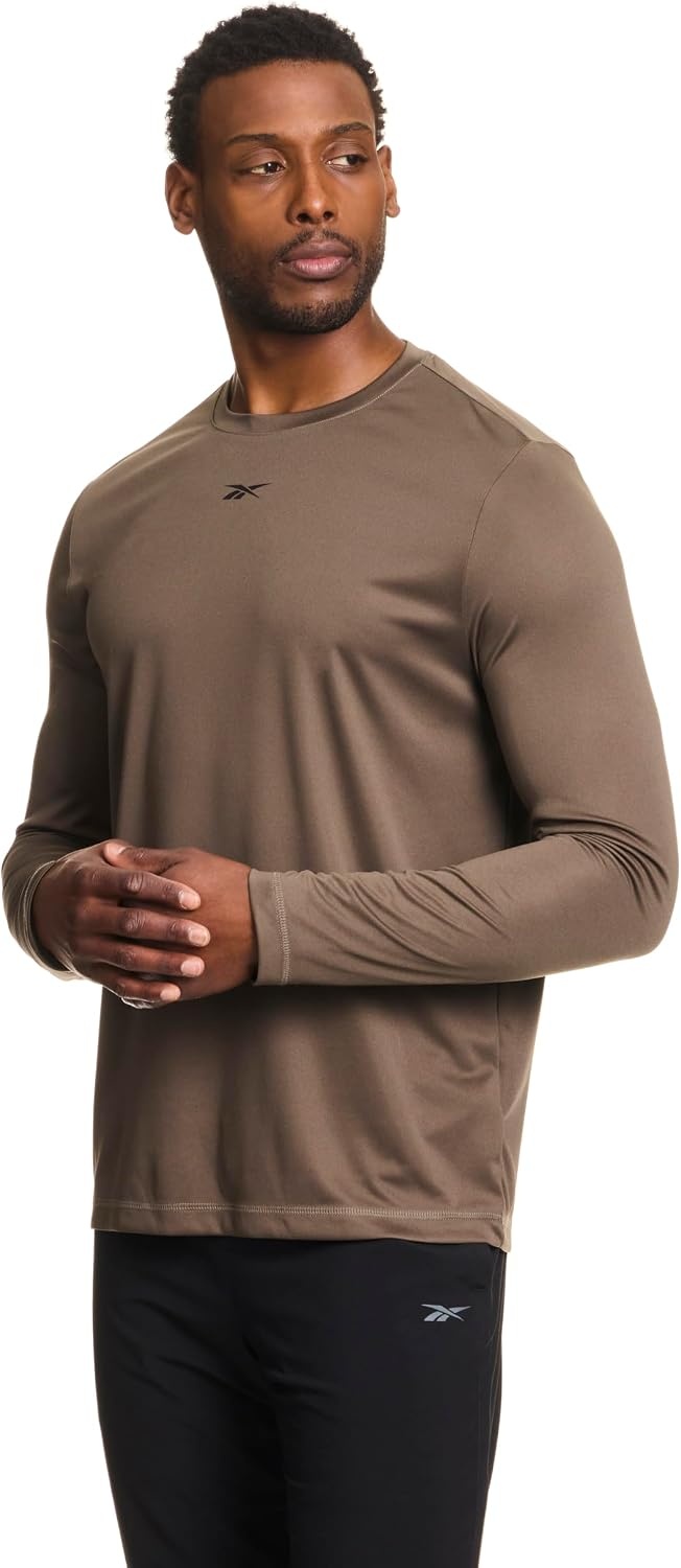 image:imageReebok Mens Id Train Long Sleeve Tech Crewneck TShirtArmy Green