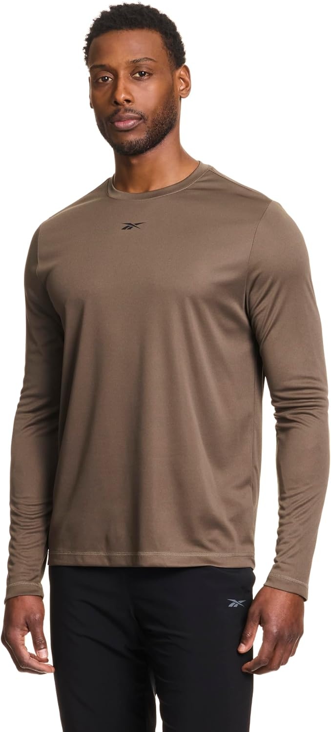 image:imageReebok Mens Id Train Long Sleeve Tech Crewneck TShirtArmy Green