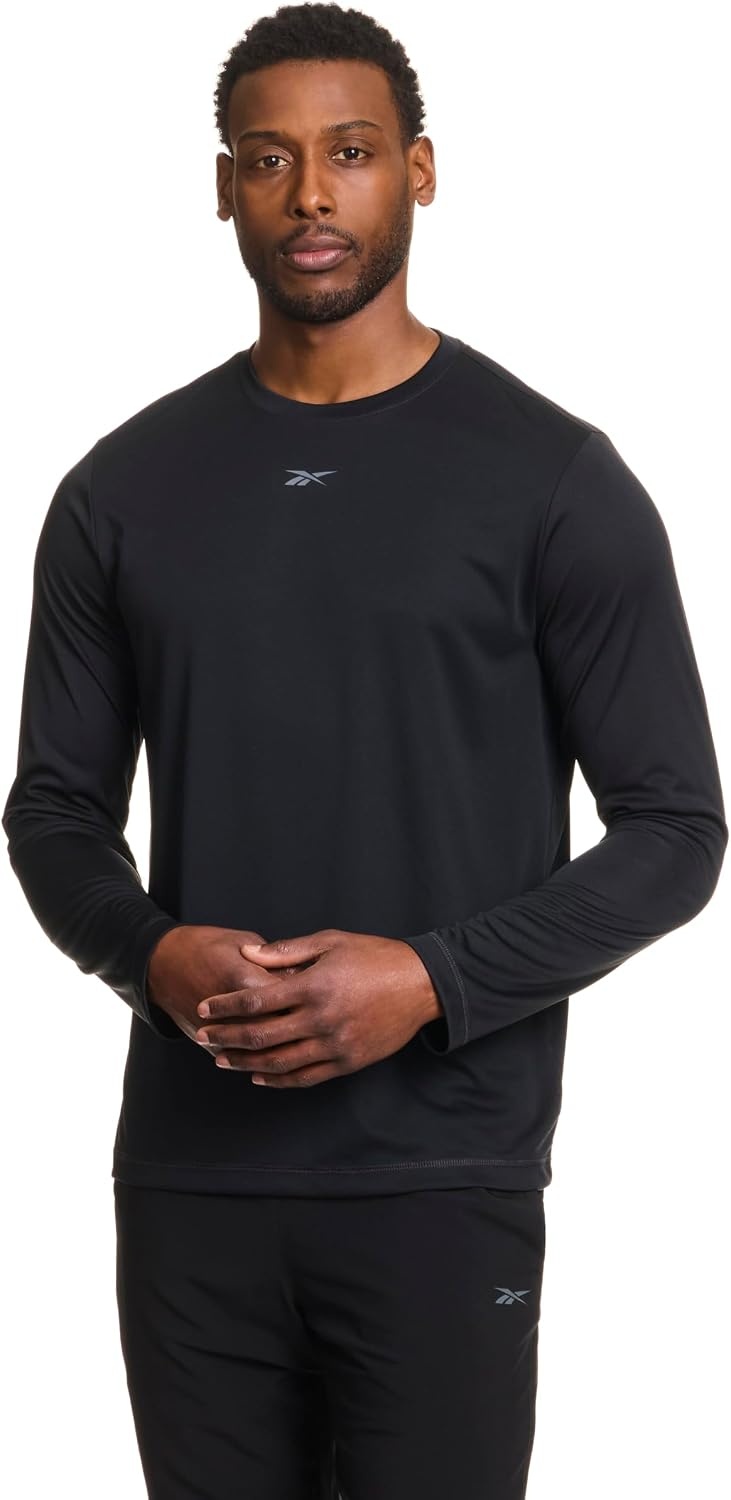 image:imageReebok Mens Id Train Long Sleeve Tech Crewneck TShirtBlack
