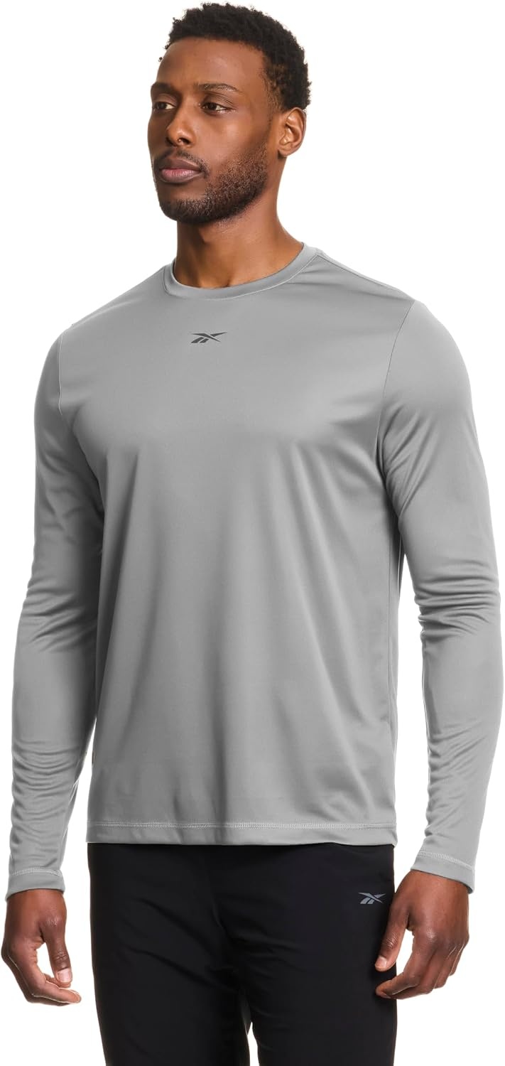 image:imageReebok Mens Id Train Long Sleeve Tech Crewneck TShirtGrey