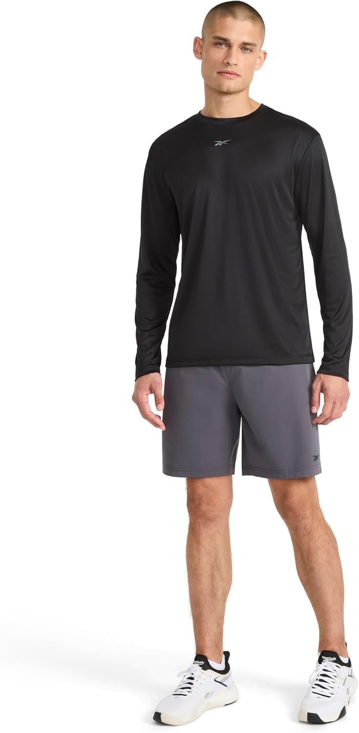 image:imageReebok Mens Id Train Long Sleeve Tech Crewneck TShirtOriginal Black