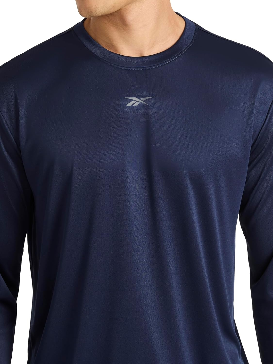 image:imageReebok Mens Id Train Long Sleeve Tech Crewneck TShirtOriginal Navy