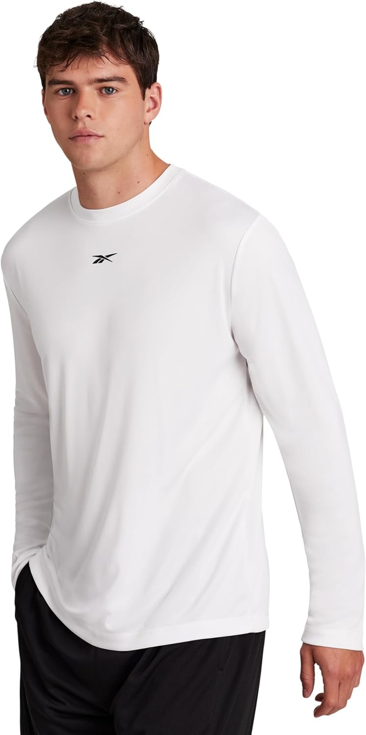 image:imageReebok Mens Id Train Long Sleeve Tech Crewneck TShirtWhite