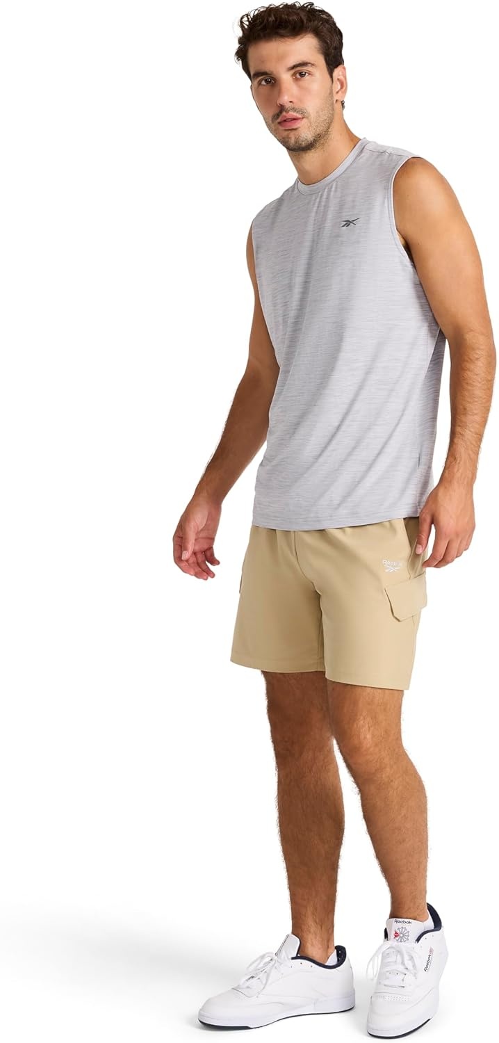 image:imageReebok Mens Off Court 7 Short Lightweight Poly FabricTwill