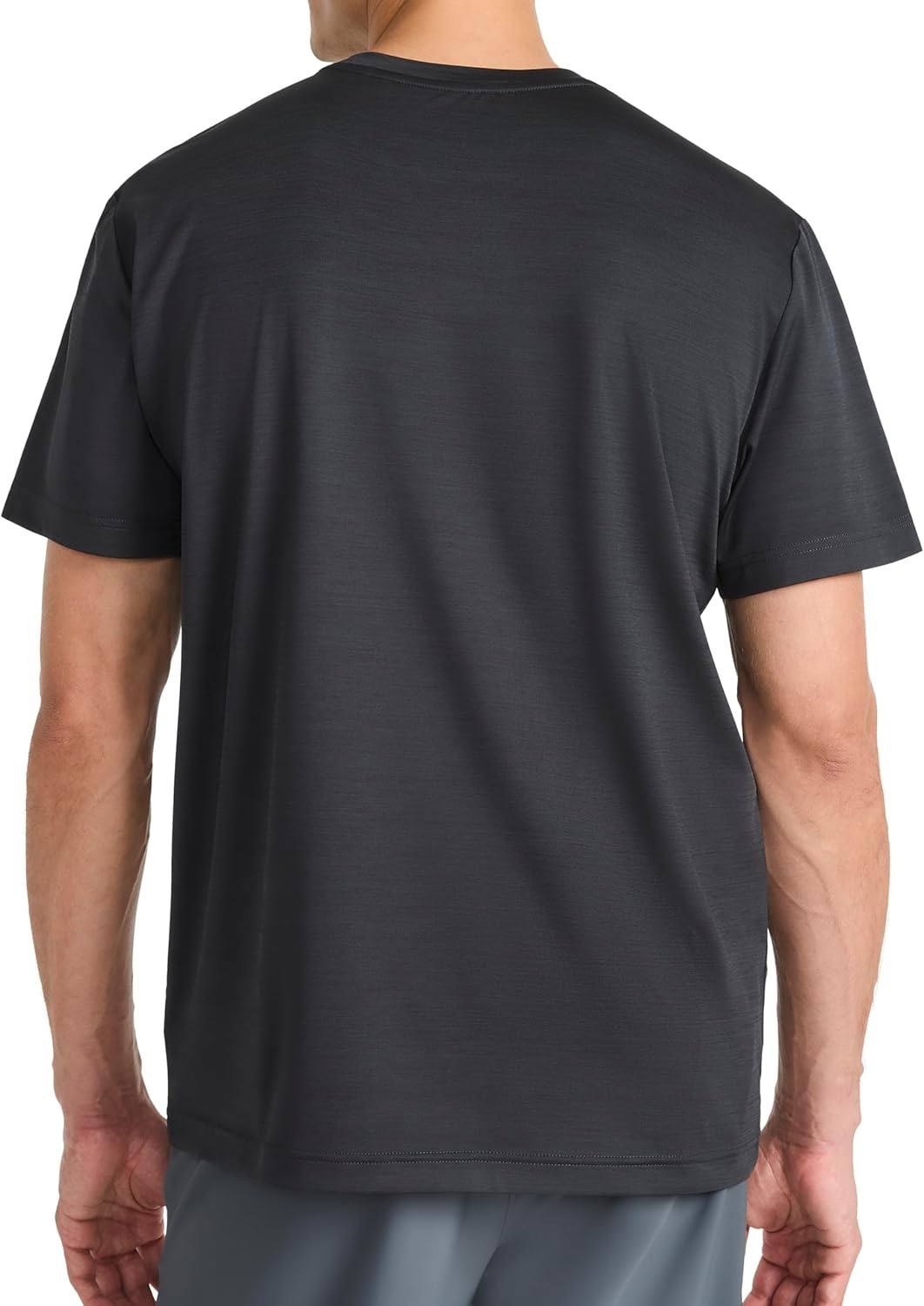 image:imageReebok Mens Reflective Small Logo Crewneck TShirt Standard Fit Lightweight Cool Touch Jersey FabricBlack Heather Lightning