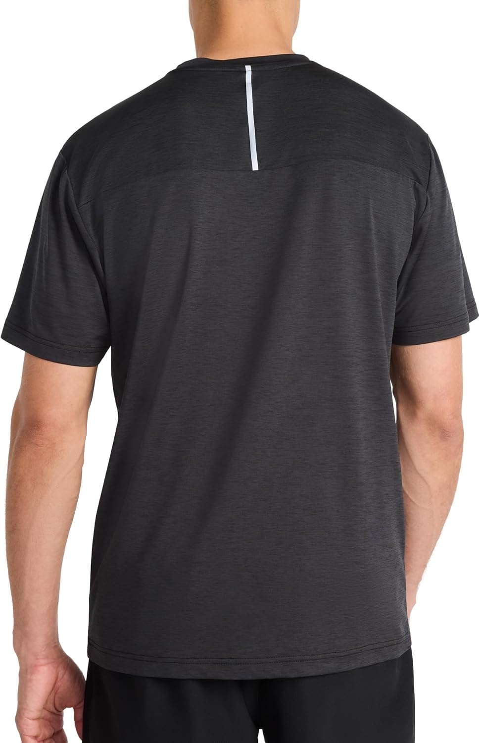 image:imageReebok Mens Reflective Small Logo Crewneck TShirt Standard Fit Lightweight Cool Touch Jersey FabricBlack Heather Showdown