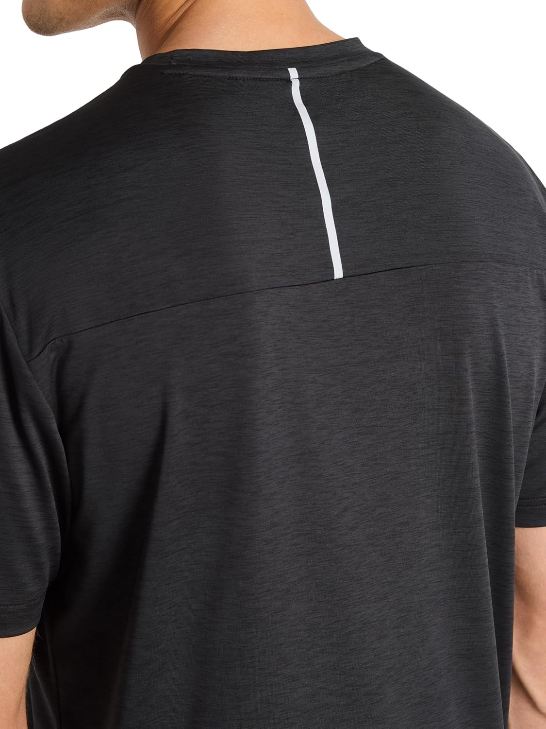 image:imageReebok Mens Reflective Small Logo Crewneck TShirt Standard Fit Lightweight Cool Touch Jersey FabricBlack Heather Showdown