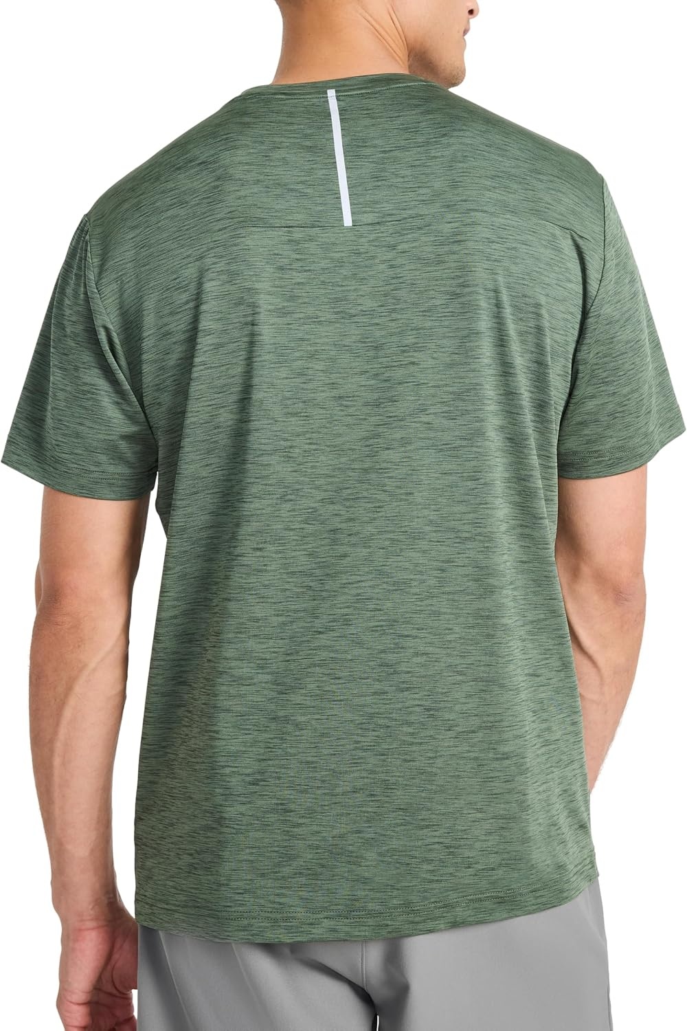 image:imageReebok Mens Reflective Small Logo Crewneck TShirt Standard Fit Lightweight Cool Touch Jersey FabricDuck Green Heather Showdown