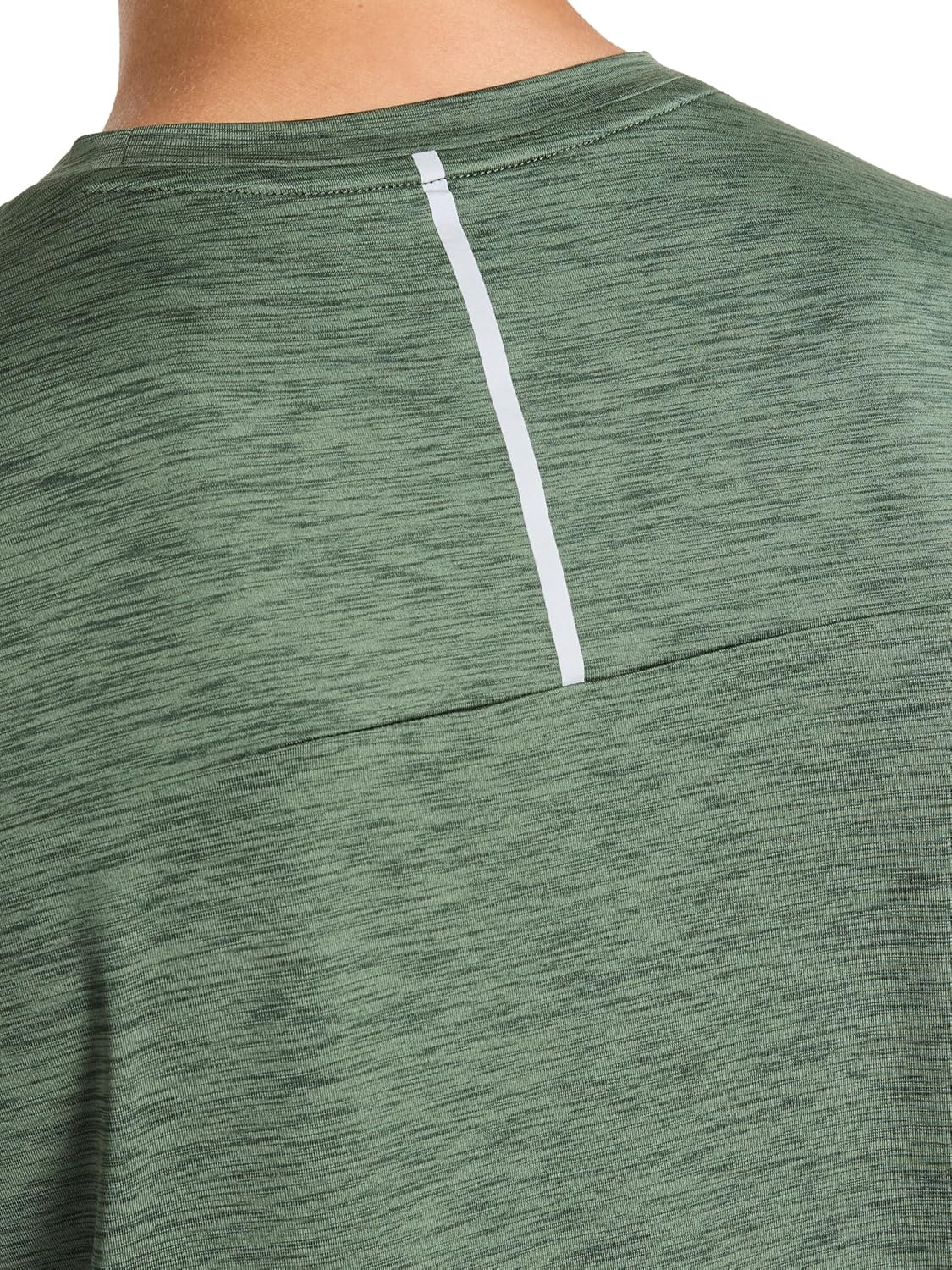 image:imageReebok Mens Reflective Small Logo Crewneck TShirt Standard Fit Lightweight Cool Touch Jersey FabricDuck Green Heather Showdown