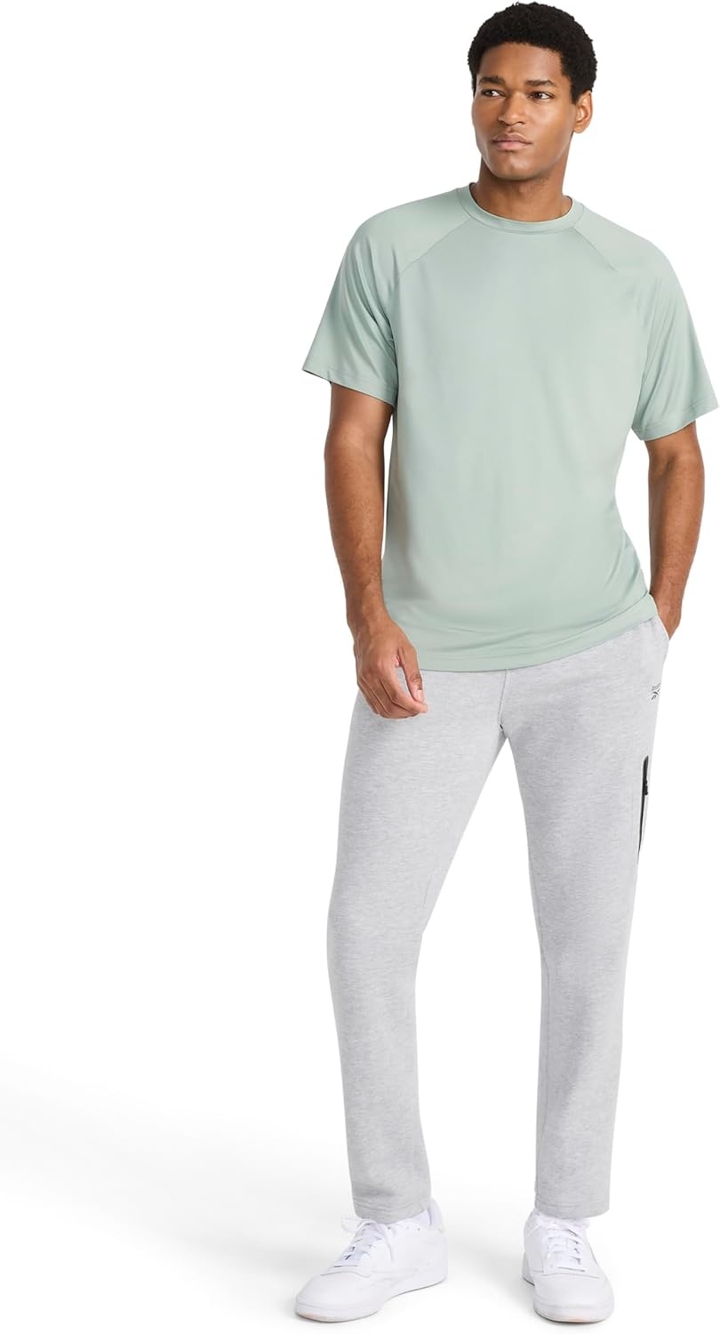 image:imageReebok Mens Reflective Small Logo Crewneck TShirt Standard Fit Lightweight Cool Touch Jersey FabricIceberg Green Sonic Bolt