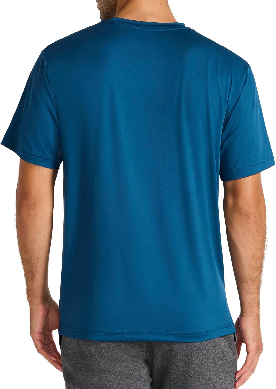 image:imageReebok Mens Reflective Small Logo Crewneck TShirt Standard Fit Lightweight Cool Touch Jersey FabricMajolica Blue Bolt Strike