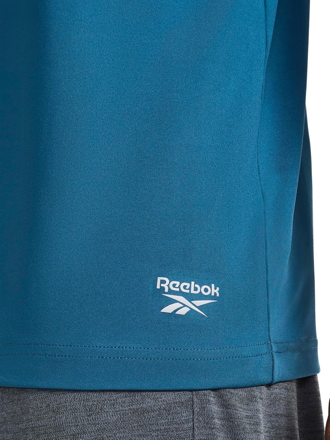 image:imageReebok Mens Reflective Small Logo Crewneck TShirt Standard Fit Lightweight Cool Touch Jersey FabricMajolica Blue Sonic Bolt