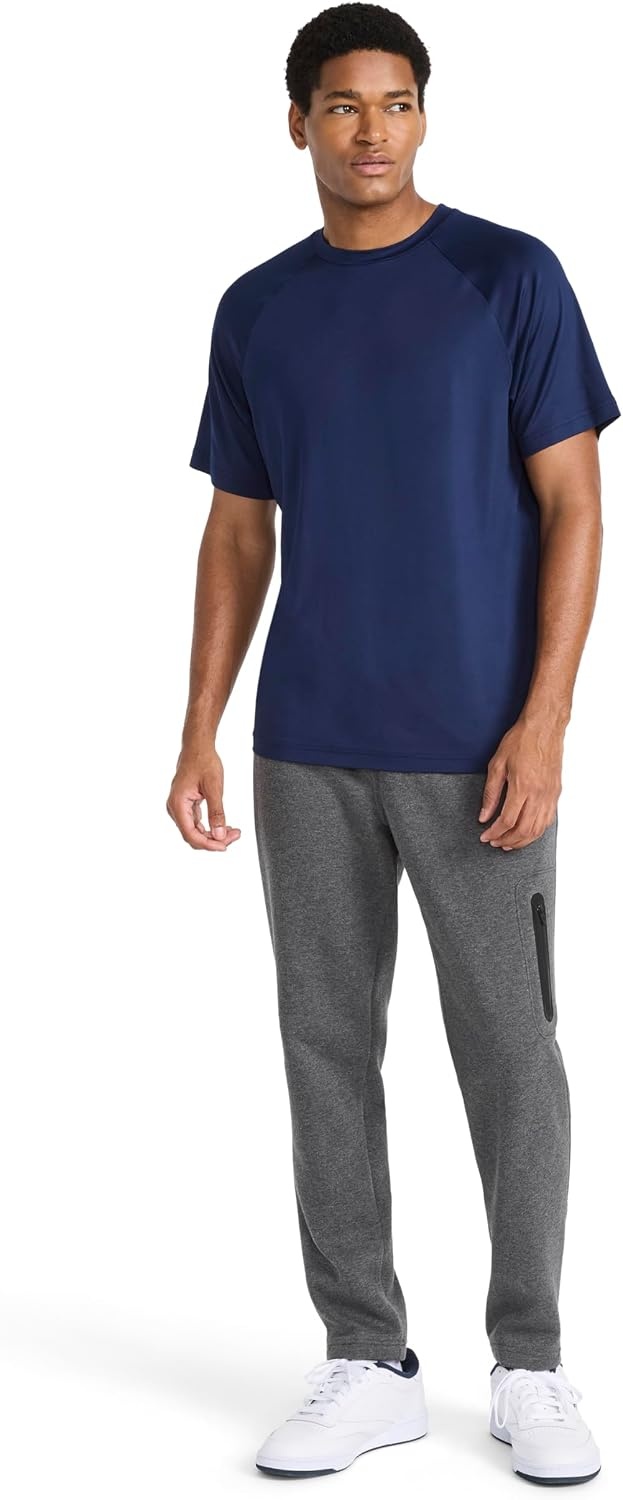 image:imageReebok Mens Reflective Small Logo Crewneck TShirt Standard Fit Lightweight Cool Touch Jersey FabricVector Navy Sonic Bolt