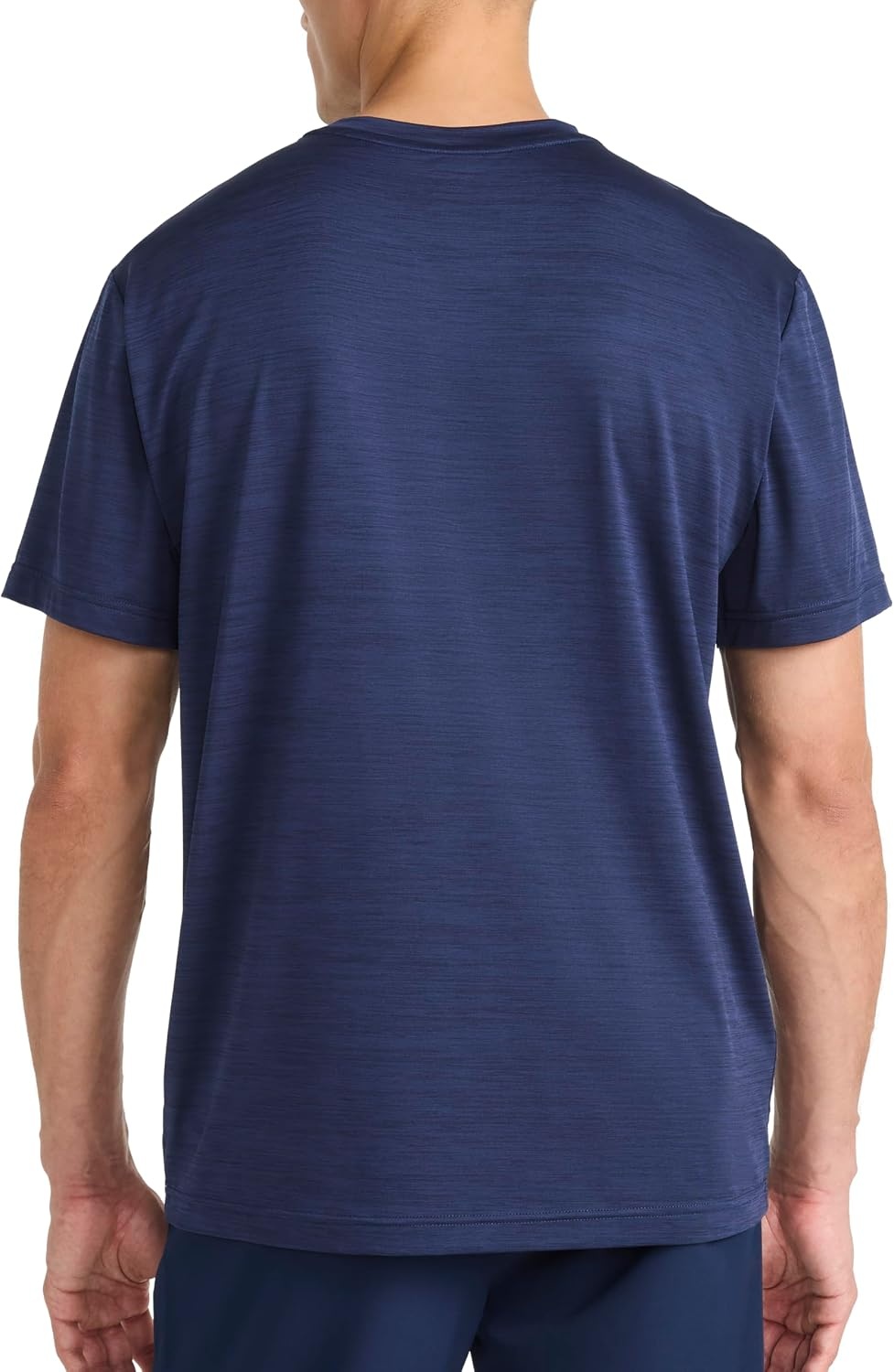 image:imageReebok Mens Reflective Small Logo Crewneck TShirt Standard Fit Lightweight Cool Touch Jersey FabricVector Navy Heather Lightning