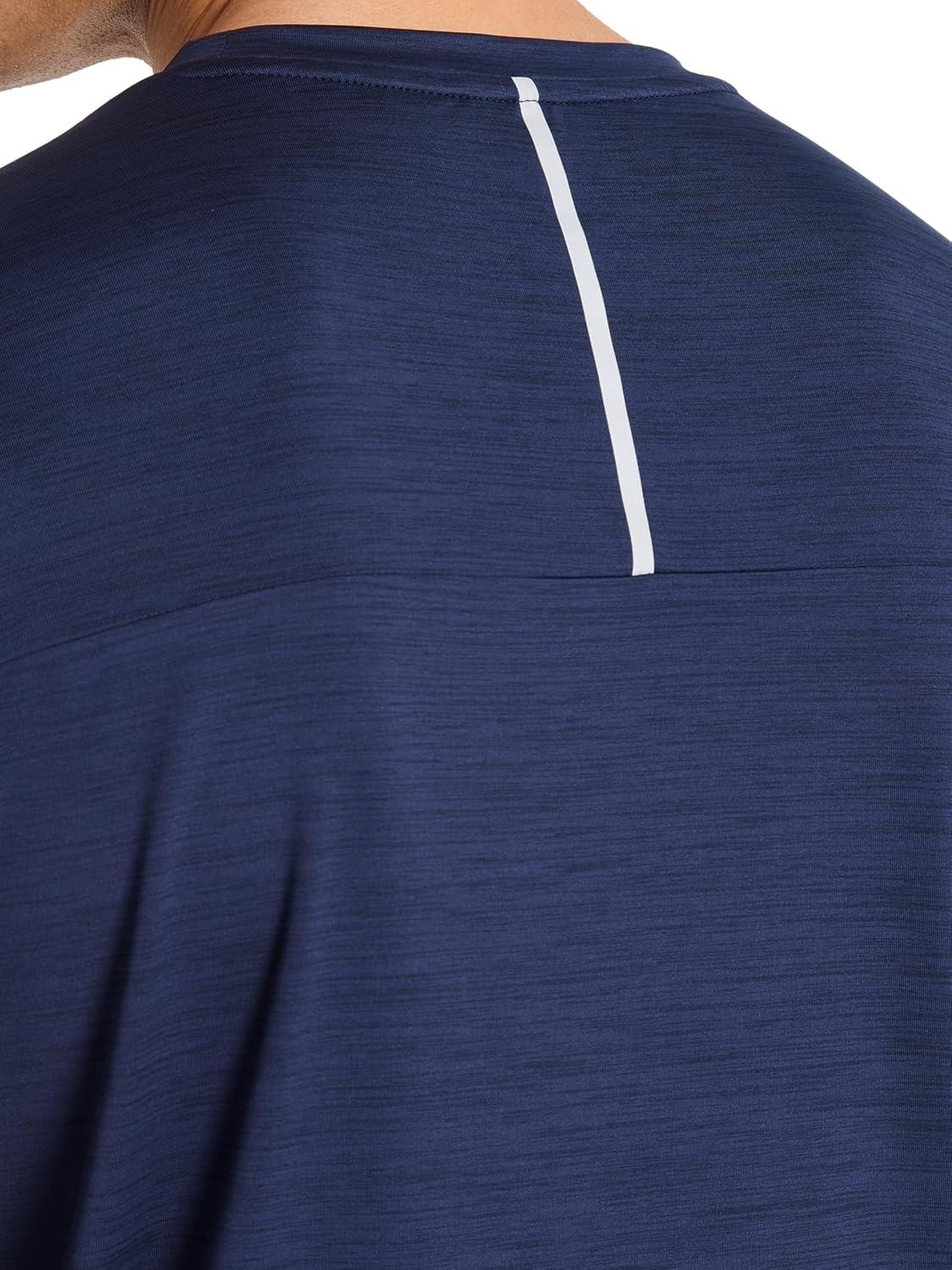 image:imageReebok Mens Reflective Small Logo Crewneck TShirt Standard Fit Lightweight Cool Touch Jersey FabricVector Navy Heather Showdown