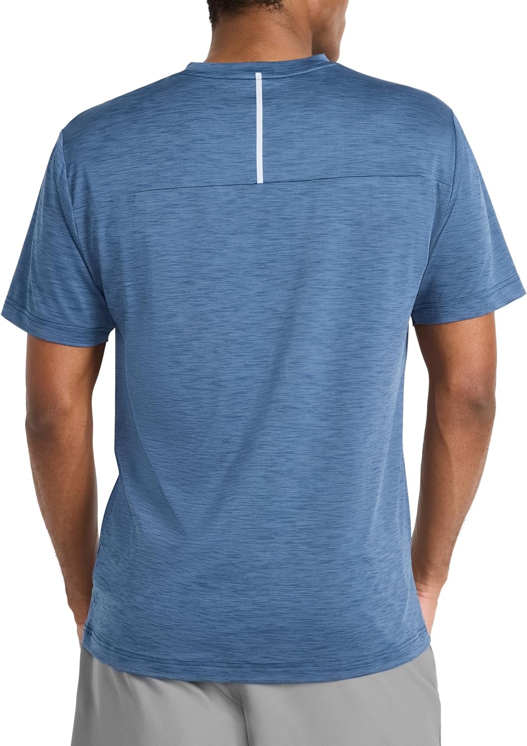 image:imageReebok Mens Reflective Small Logo Crewneck TShirt Standard Fit Lightweight Cool Touch Jersey FabricVector Shadow Heather Showdown