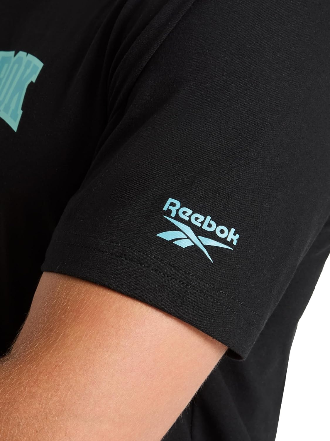image:imageReebok Mens Short Sleeve Graphic Crewneck TShirt Standard Fit Lightweight CottonPoly FabricBlack Graphic